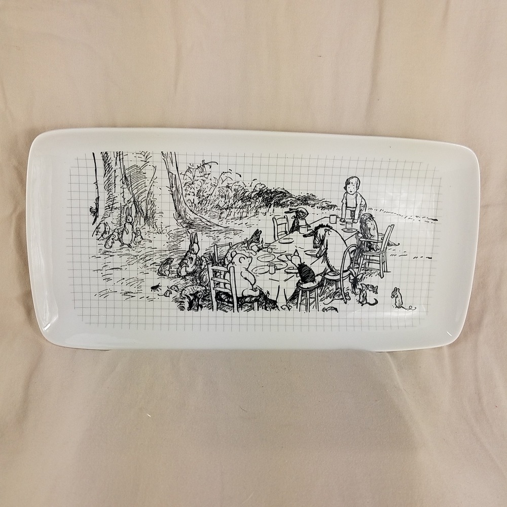 Disney Winnie the Pooh Classic Sketch Ceramic Serving Platter Tray 13.5 inch
